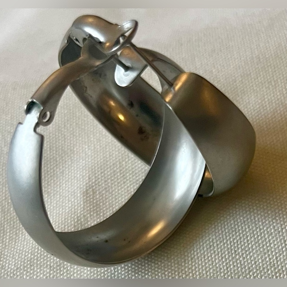 Matt Finished, Silver Plated Hoop Earrings - Picture 14 of 16